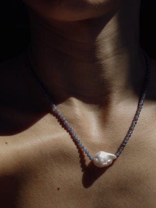 Stone Necklace - Tanzanita + Barroque