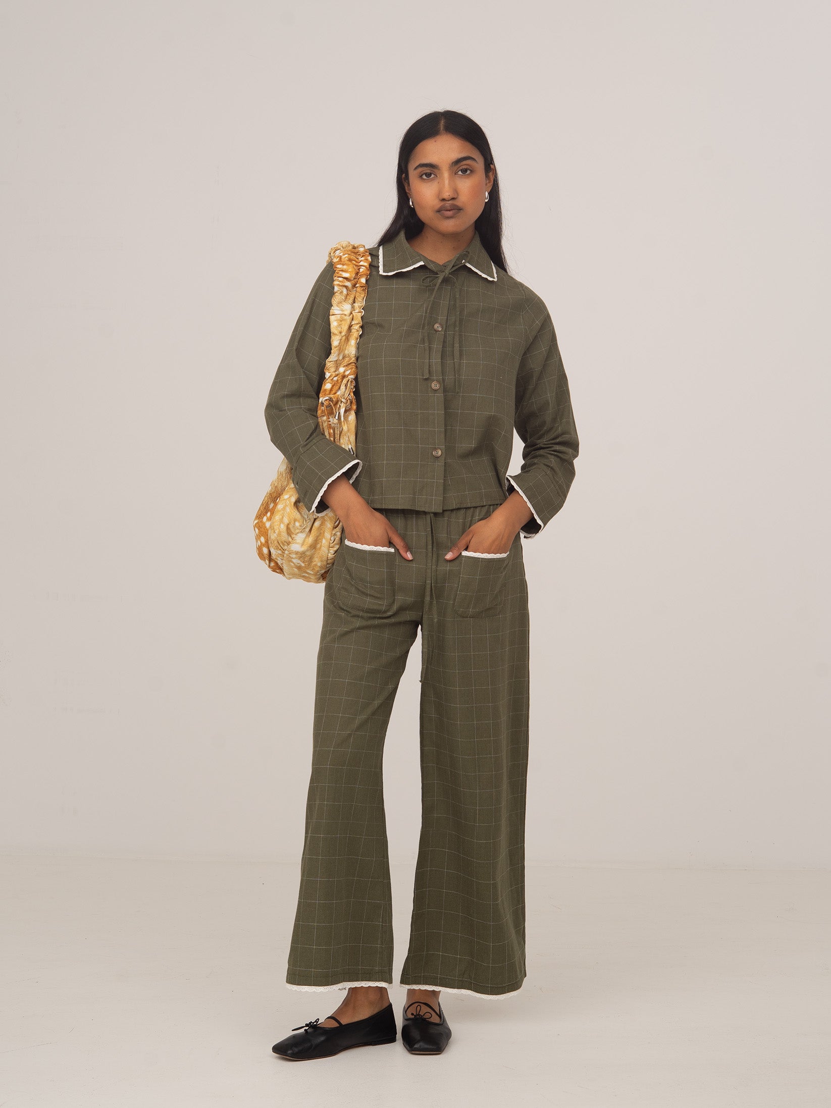BETTY PLAID GREEN SET