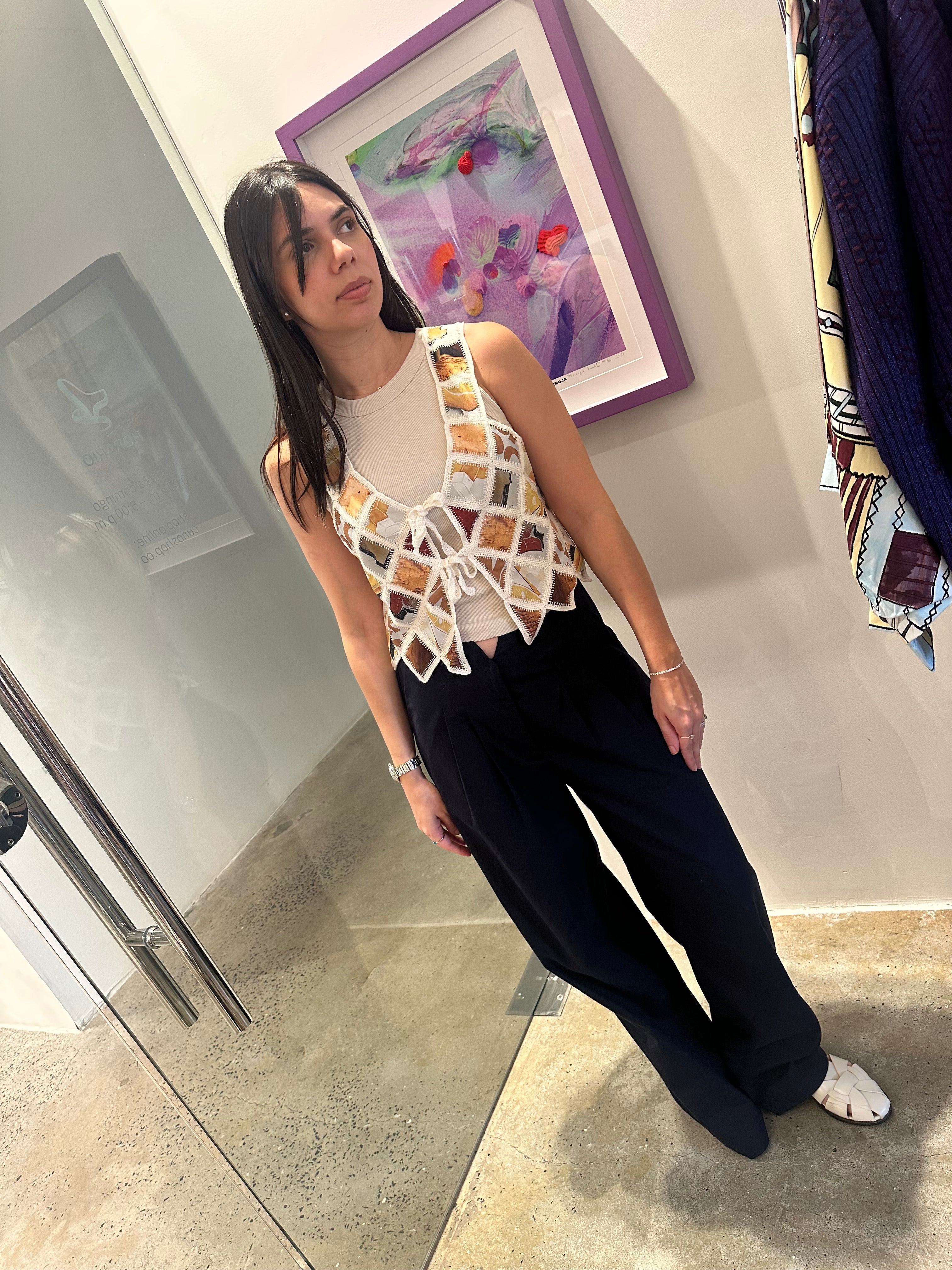‘RETAZOS’ VEST PAPAYA