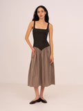 ROVE BROWN PLAID MIDI DRESS