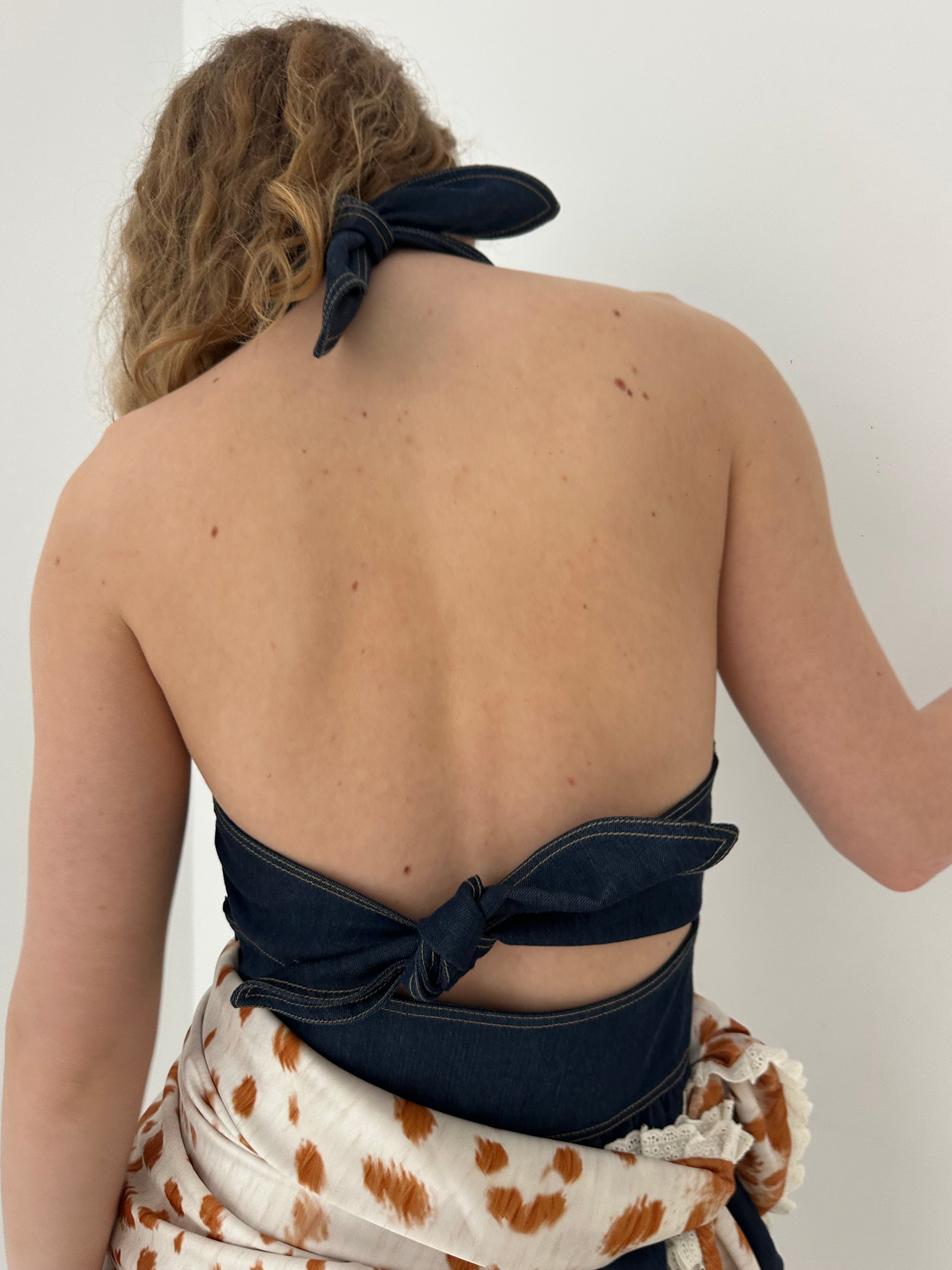 DENIM FAWN HALTER TOP