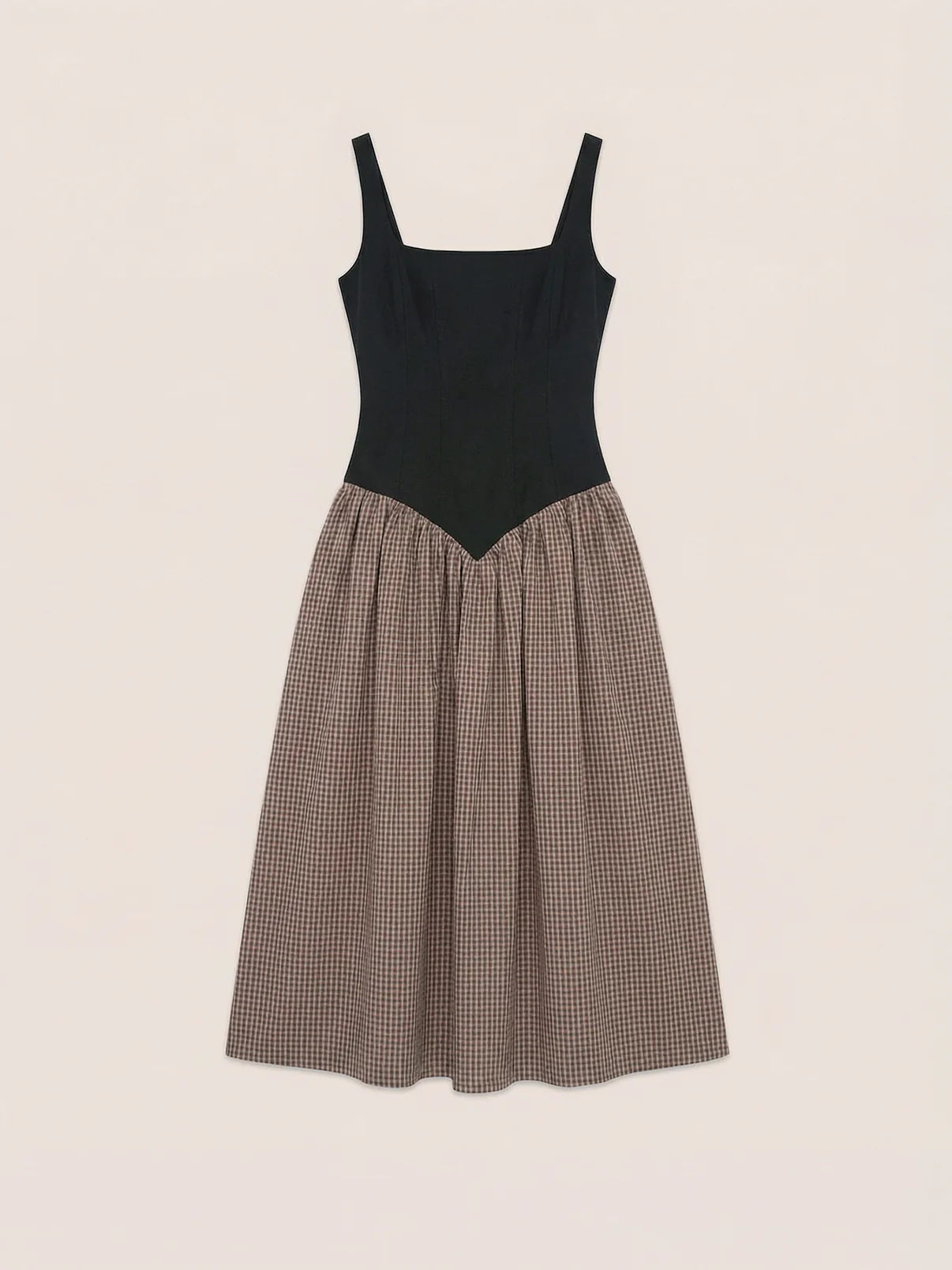 ROVE BROWN PLAID MIDI DRESS