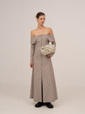 BARDOT BROWN STRIPED DRESS