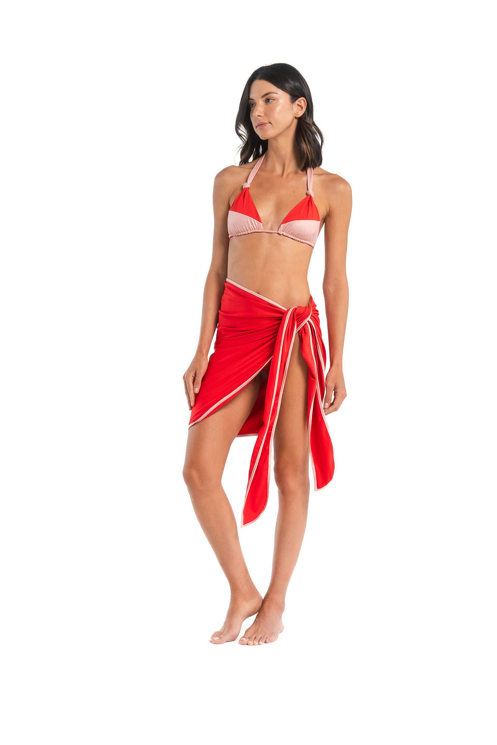 SENIA TRIANGLE BIKINI — RED/PINK