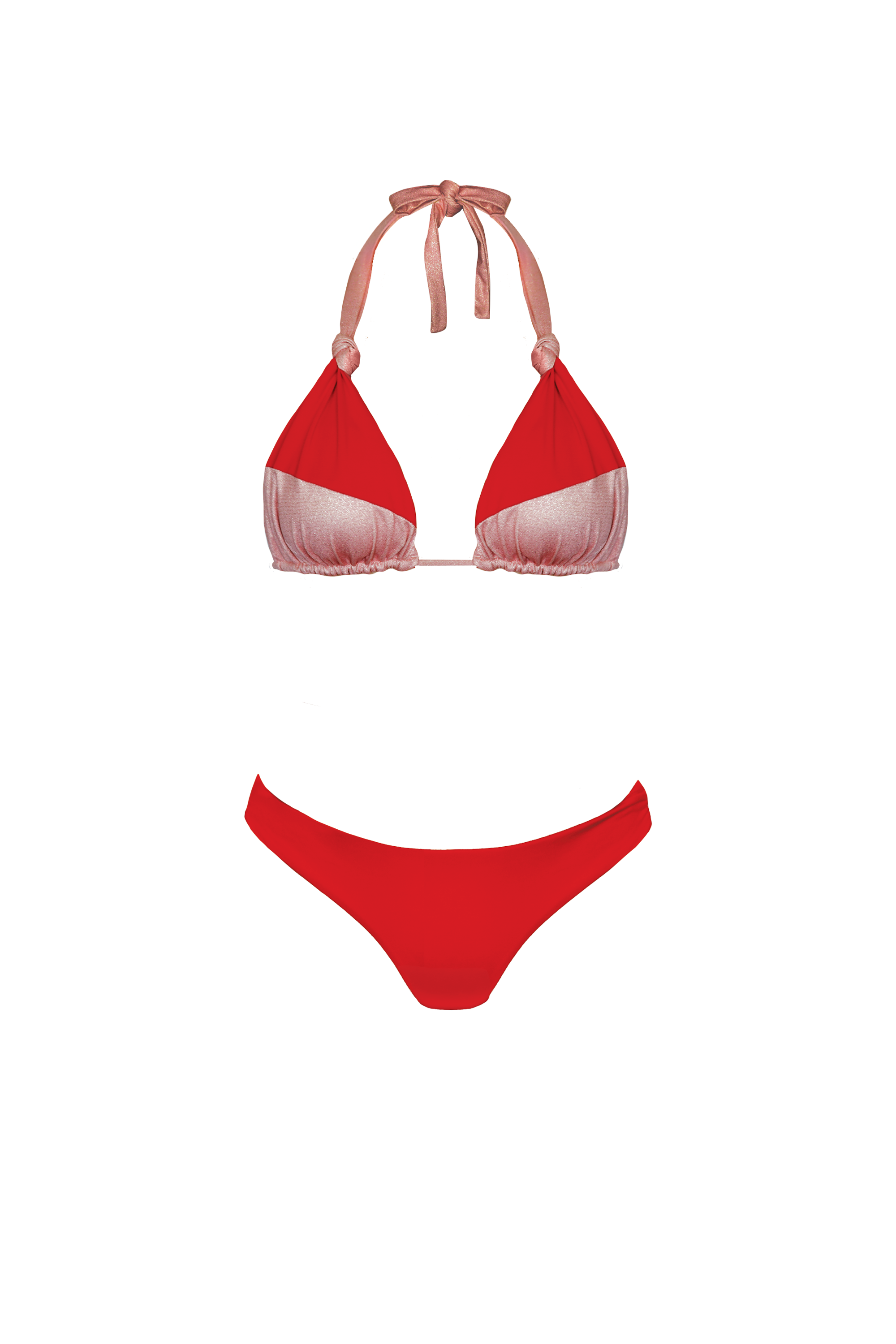SENIA TRIANGLE BIKINI — RED/PINK