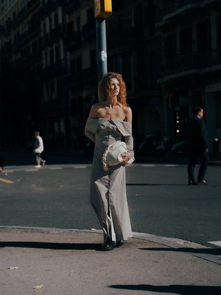 BARDOT BROWN STRIPED DRESS