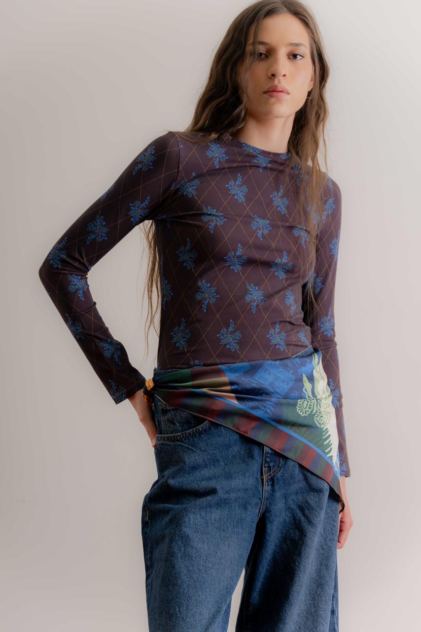 PORCH BROWN LONG SLEEVE TOP