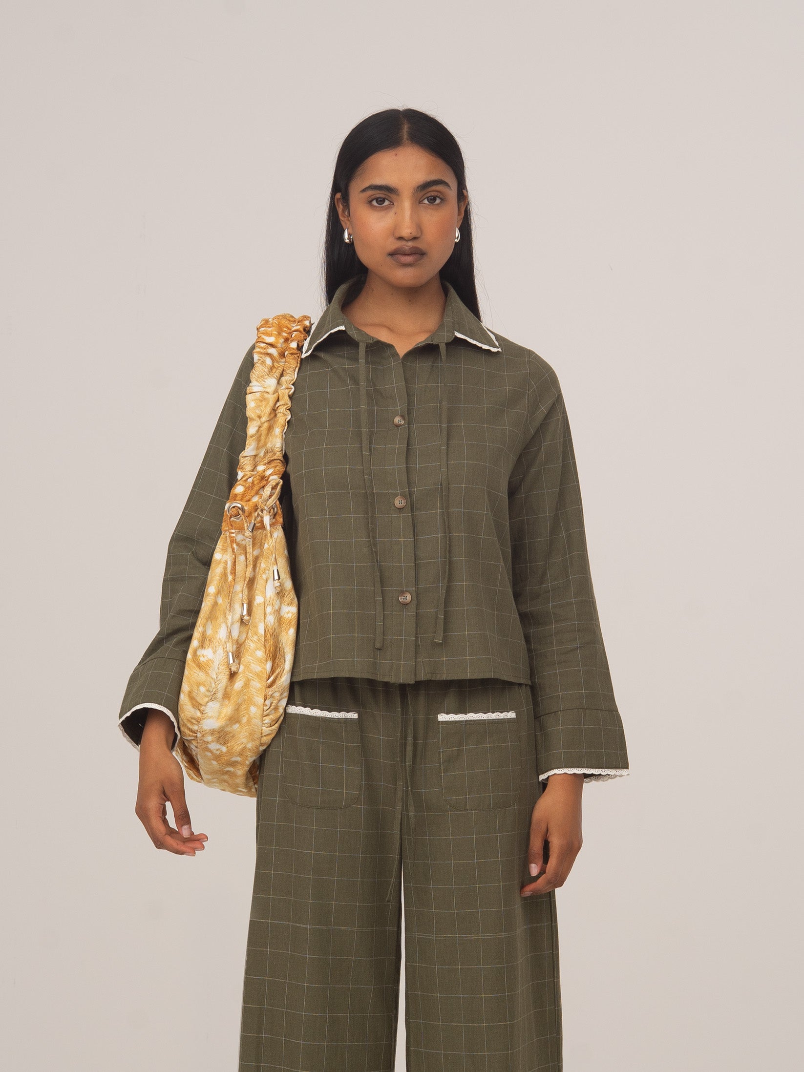 BETTY PLAID GREEN SET