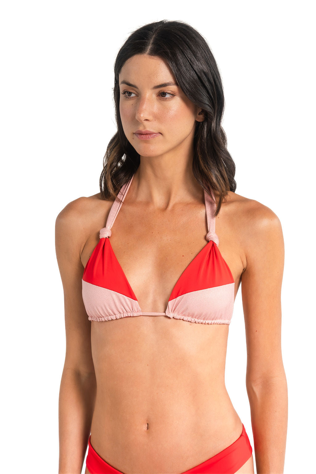 SENIA TRIANGLE BIKINI — RED/PINK