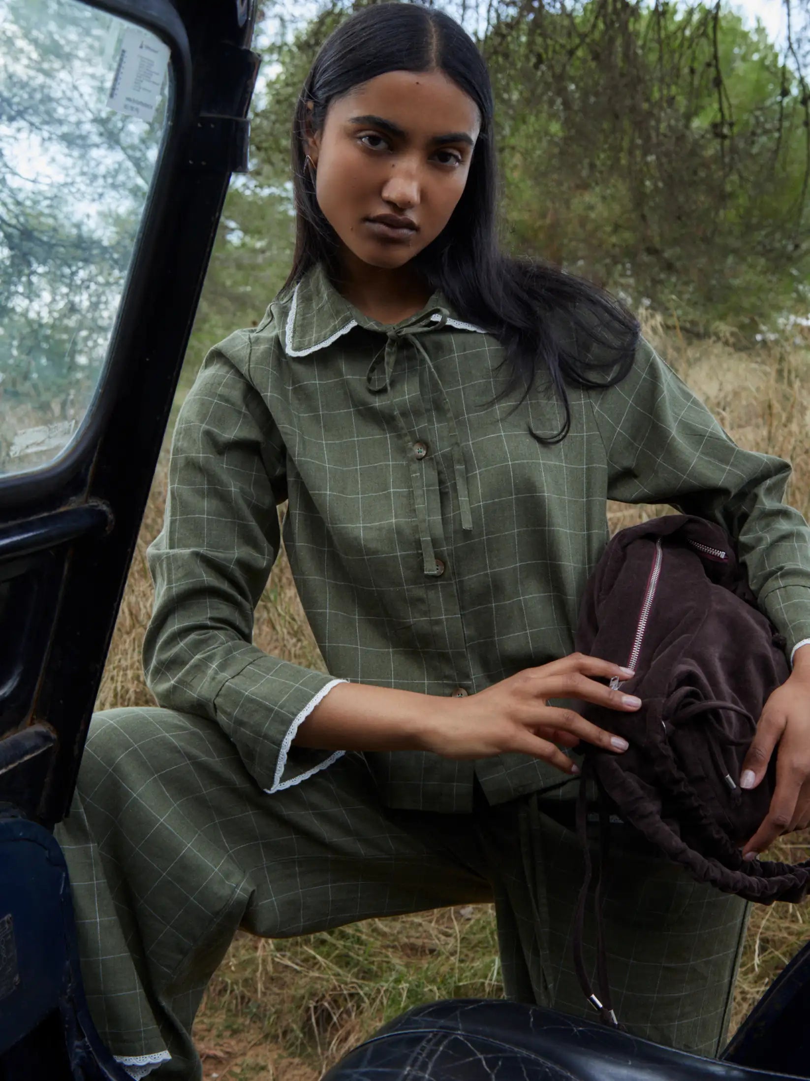 BETTY PLAID GREEN SET