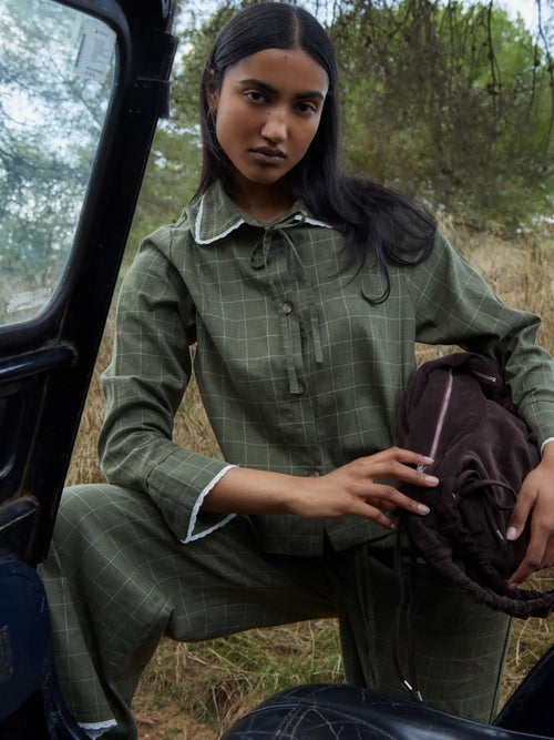 BETTY PLAID GREEN SET
