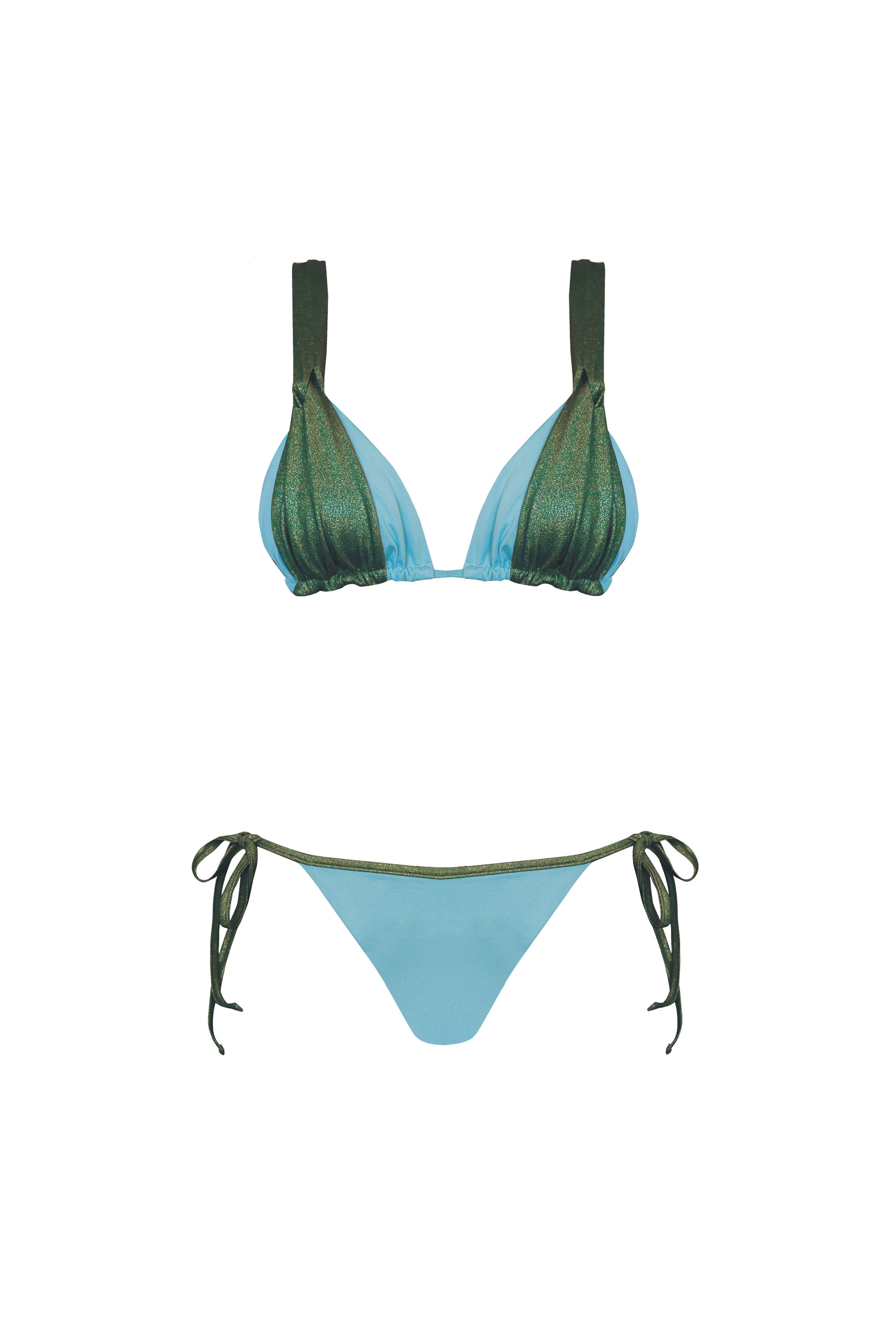 LINA TRIANGLE BIKINI — CYAN/GREEN