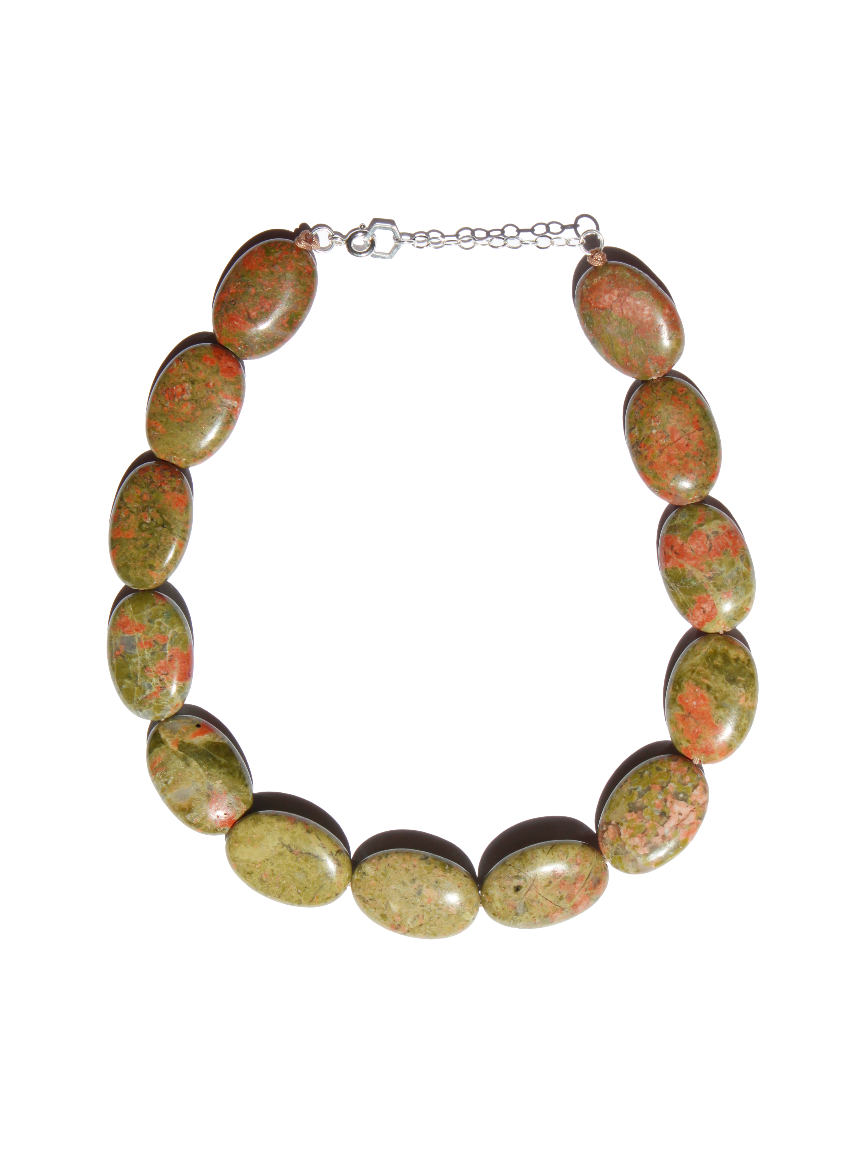 Stone Necklace - Unakite Jasper Ovals